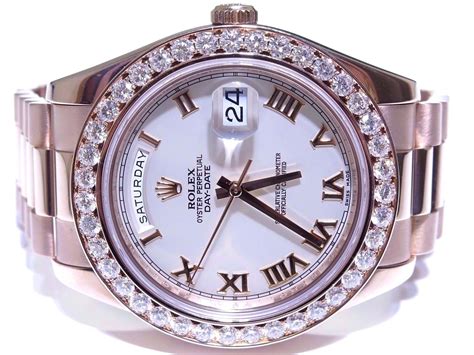 rolex president day date rose gold|18k presidential Rolex diamond bezel.